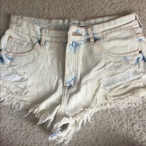 Light wash denim shorts